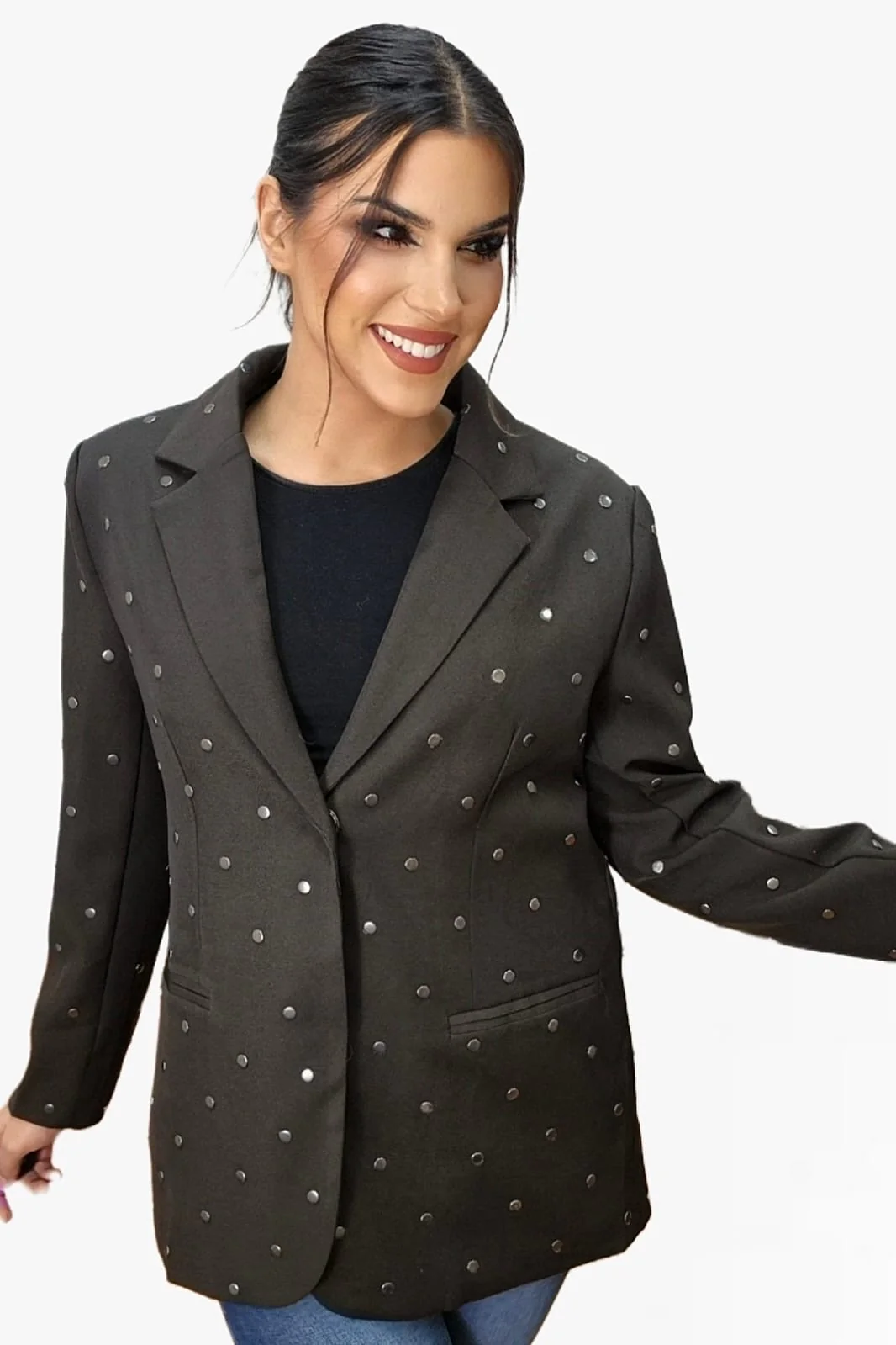 Blazer Solapas Tachuelas Marrón - Imagen 7