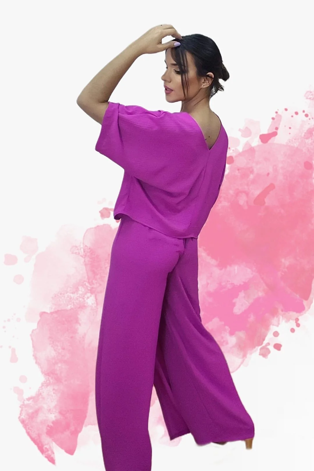 Pantalon Pareo Boton Malva