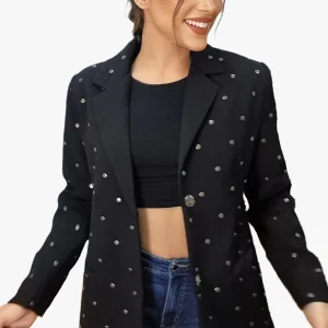 Blazer Solapas Tachuelas Negra