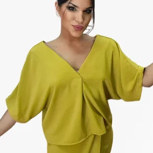 Camisa Escote Fluida Mostaza