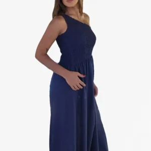 Vestido drapeado elastico Azul