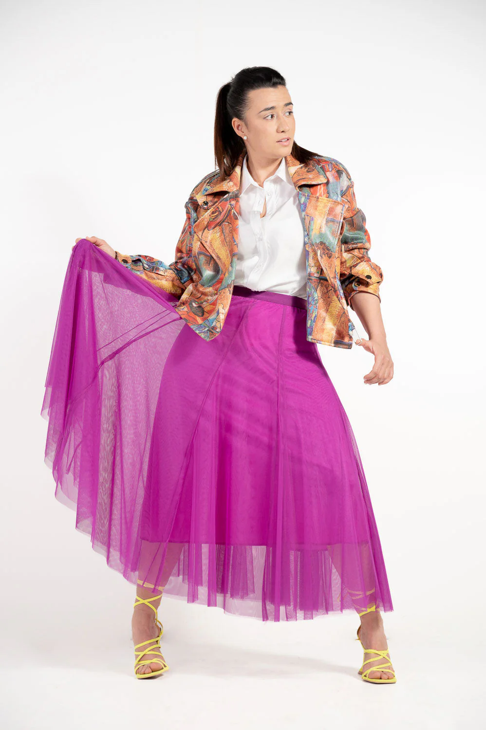 Falda fantasia malva