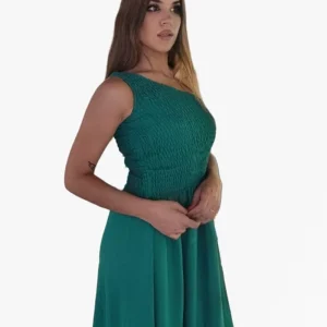 Vestido drapeado elastico Verde
