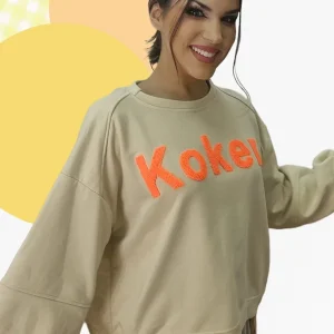 Sudadera Koker Letras Beige