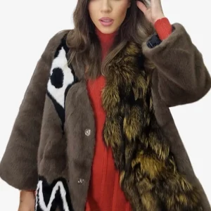 Abrigo Etnico Peluche Marrón