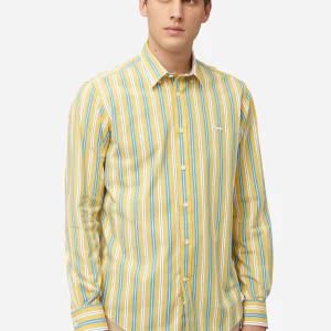 Camisa Rayas Verticales Amarillo y Celeste Hombre H&B
