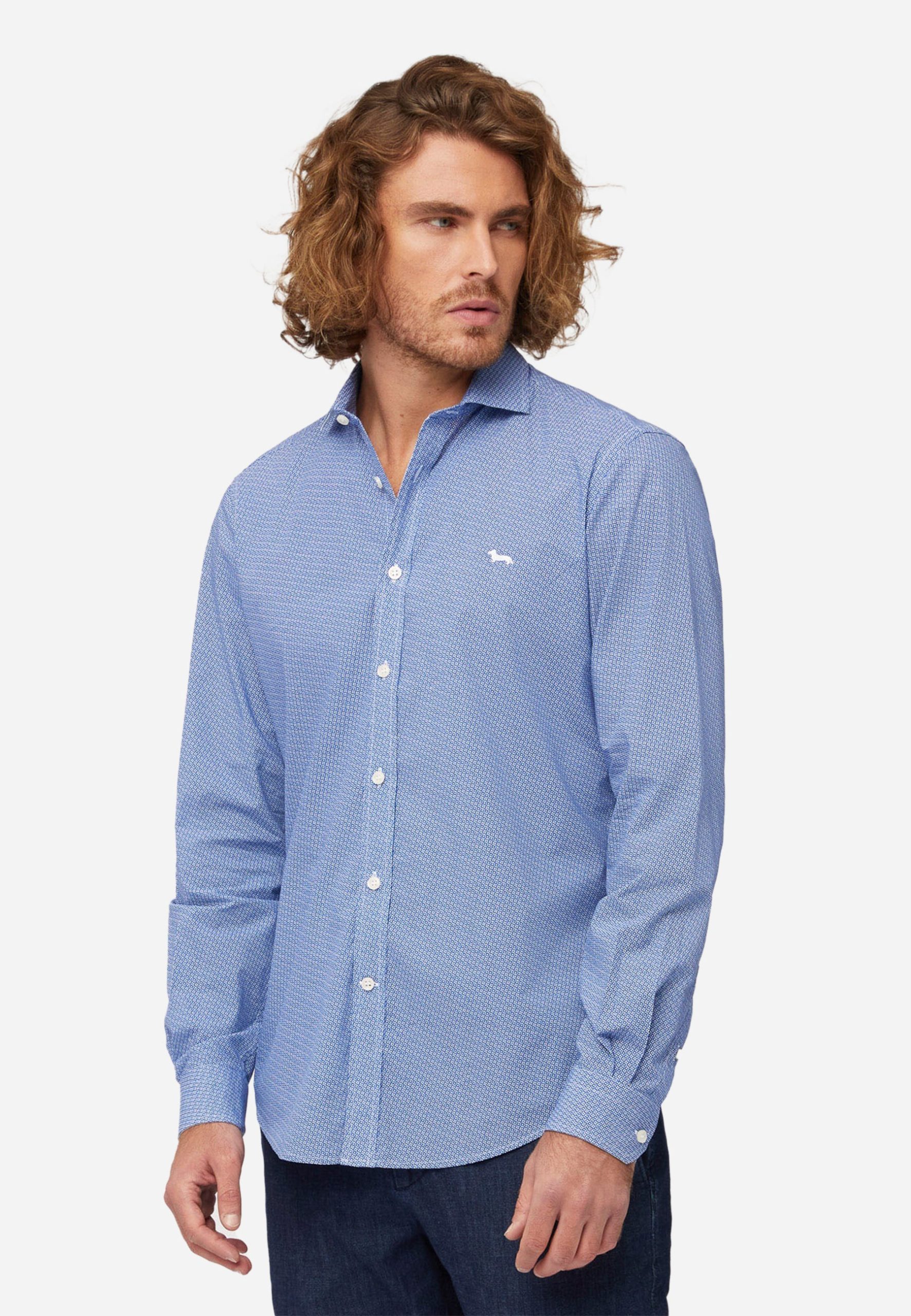 Camisa Casual Azul Hombre Estilo Moderno H&B