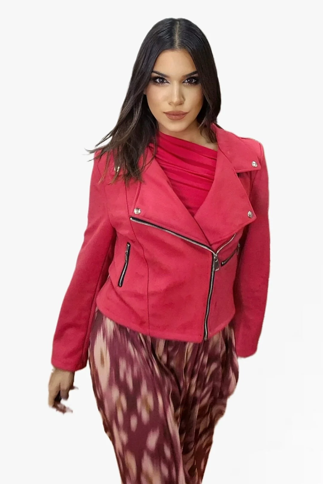 Biker Cremalleras Melocoton Roja - Imagen 3