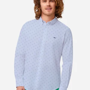 Camisa Casual de Hombre Azul Claro Estampada H&B