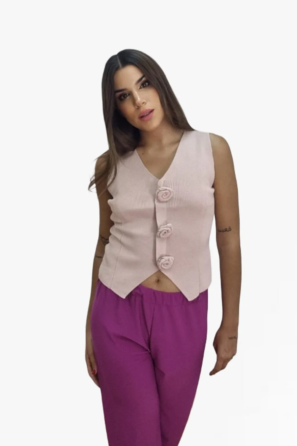 Top Punto Flores Rosa - Imagen 7