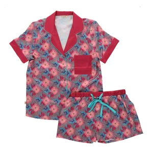 Pijama Corto Set Blossoming Rosado Talla M Humana