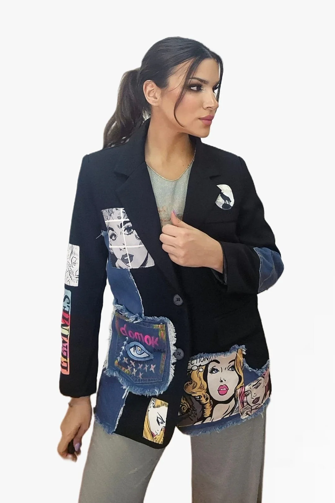 Blazer Parches Comic Negra - Imagen 5