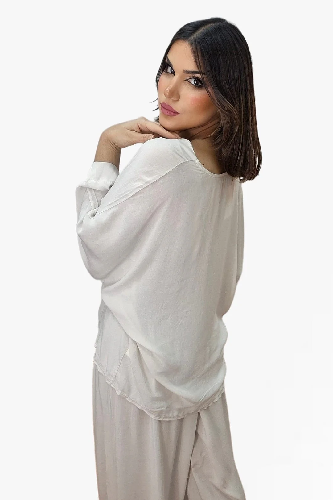 Bluson FLuido Oversize Beige - Imagen 3