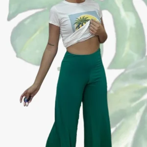 Pantalon Punto Fluido Verde