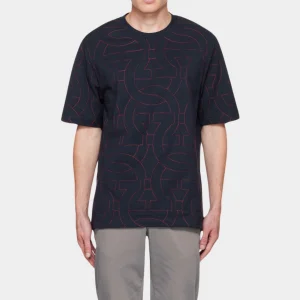 Camiseta En Algodon Color negra Con Estapando Geometricos S.F.