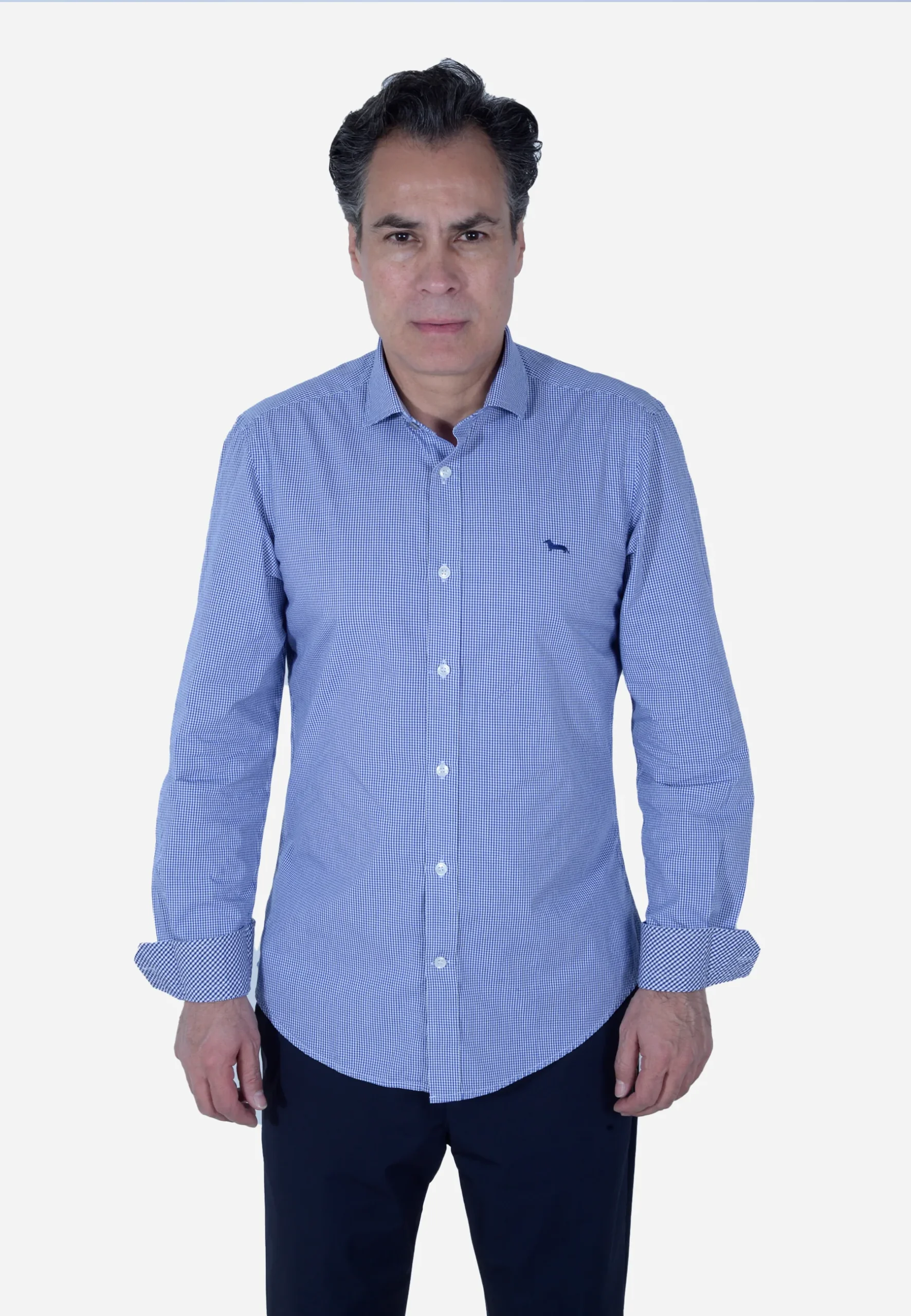 Camisa Clásica Cuadros Azul H&B