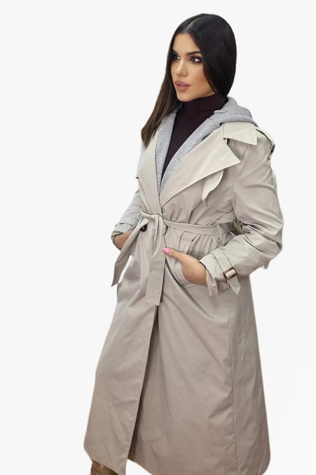 Gabardina Capucha Beige - Imagen 6