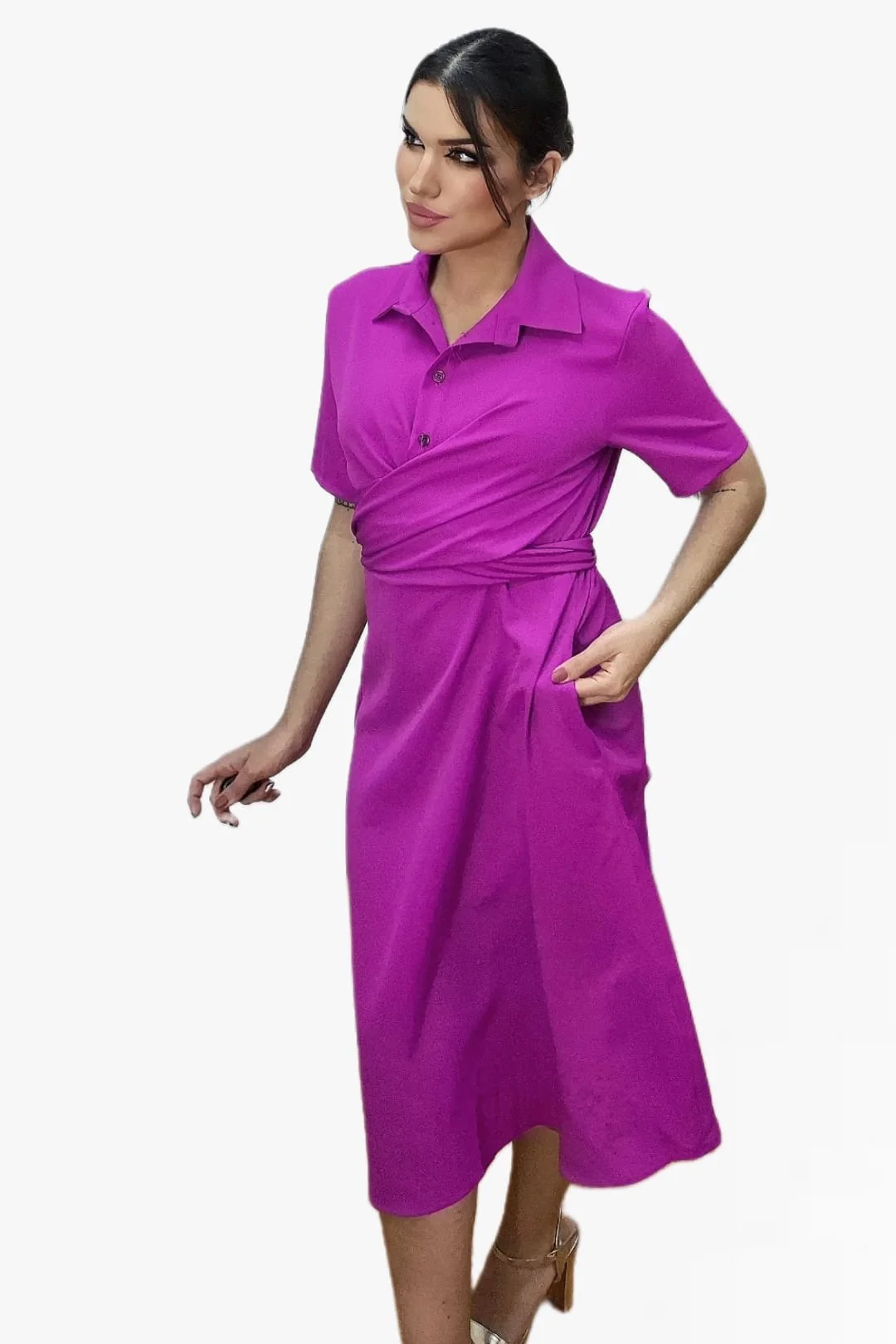 Vestido Escote Cruzado Malva - Imagen 7