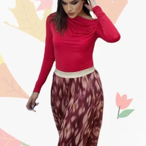 Falda Print Difuminado Granate