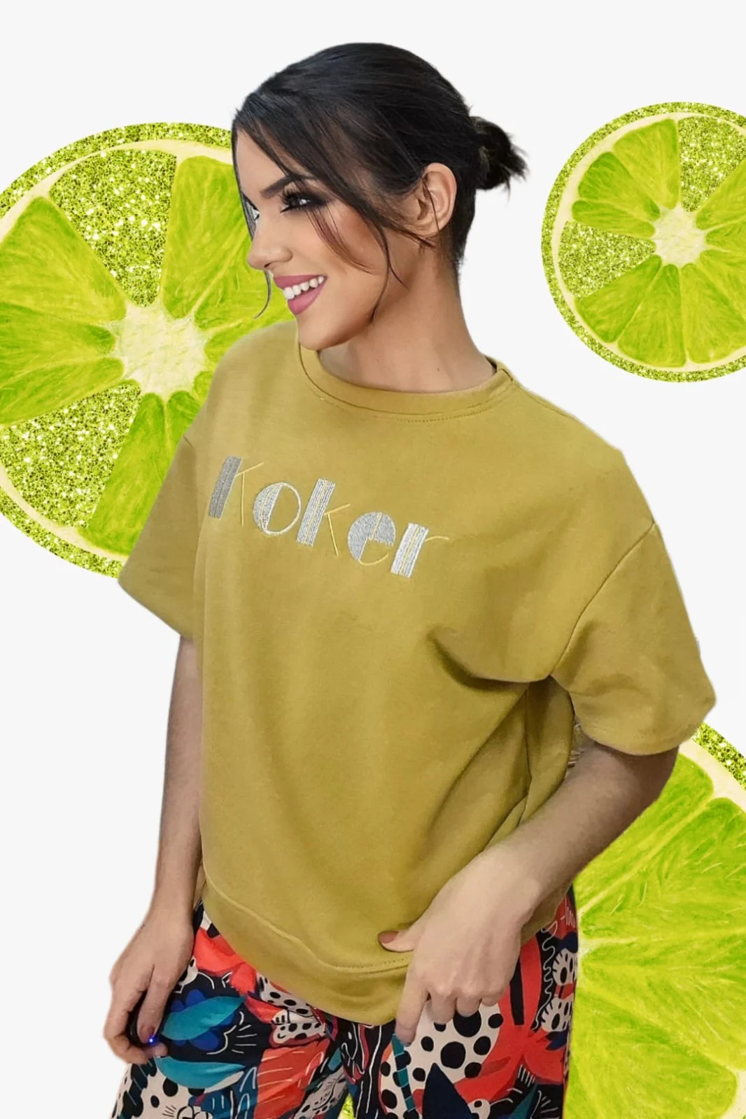 Camiseta Koker Bordado Amarillo