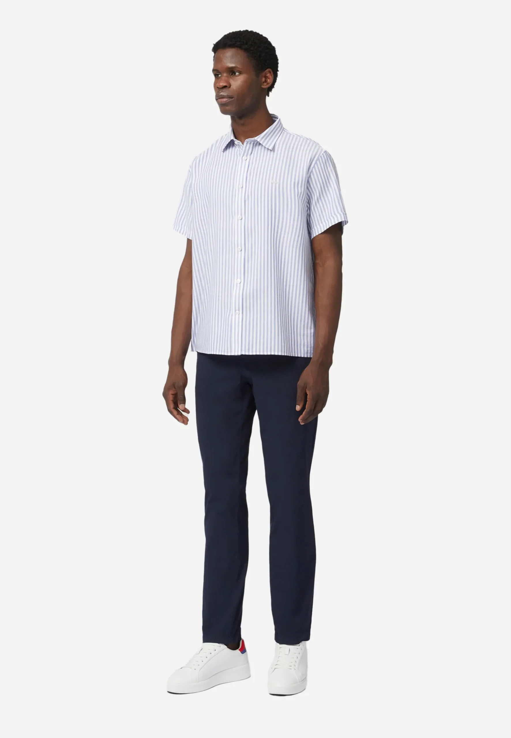 Camisa Hombre Manga Corta Rayas Azul/Blanco H&B - Imagen 3