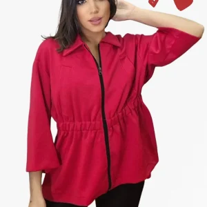 Chaqueta Punto Cremalleras Roja