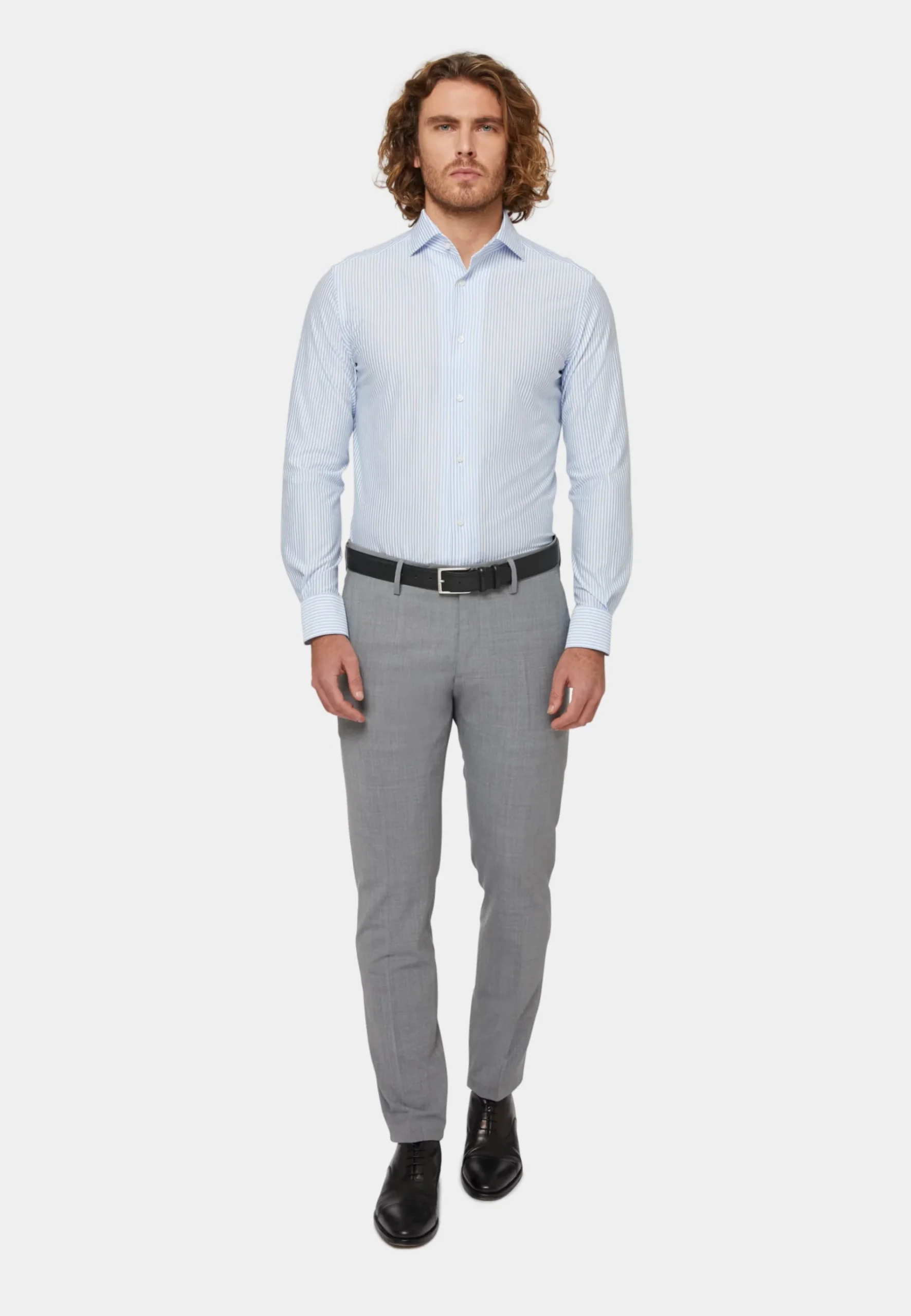 Camisa Rayas Azul Cielo B.