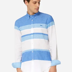 Camisa Hombre Rayas Horizontales Azul/Blanco H&B