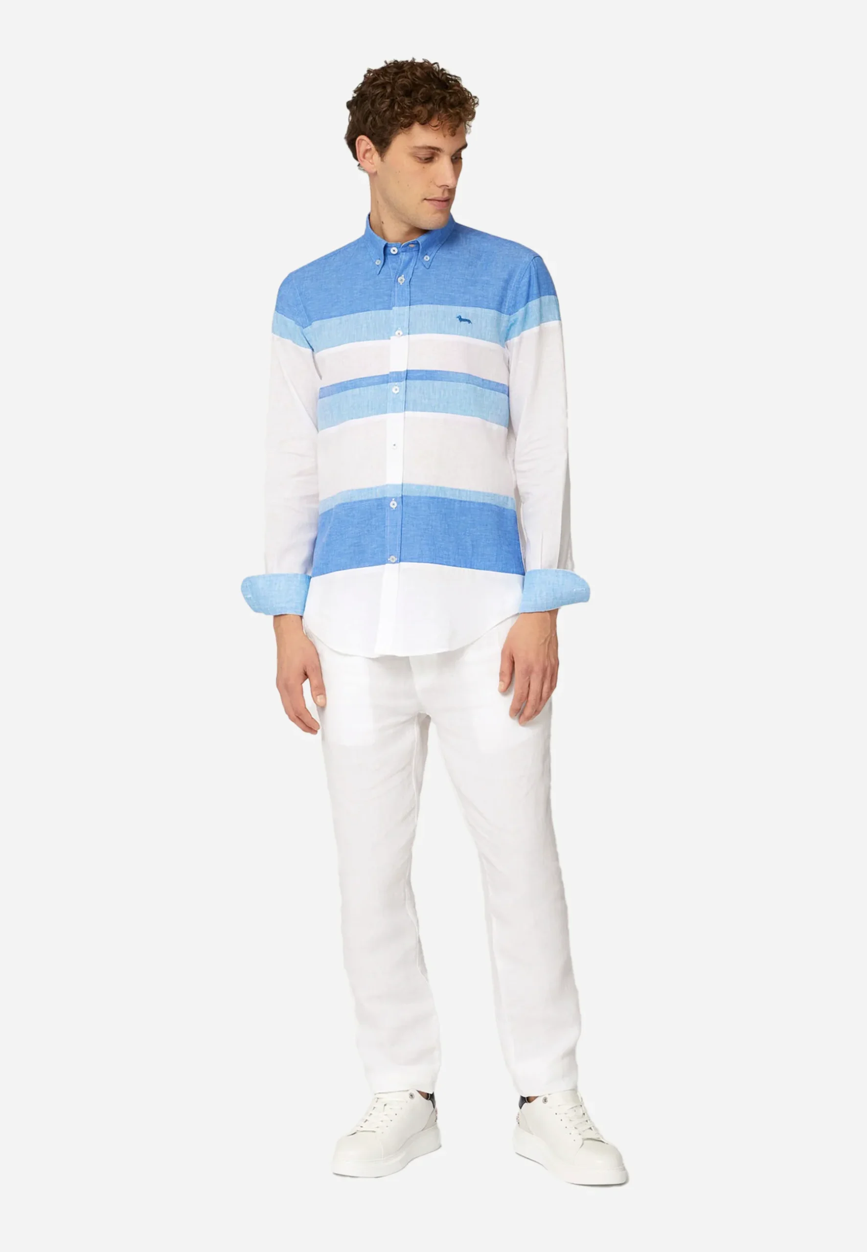 Camisa Hombre Rayas Horizontales Azul/Blanco H&B - Imagen 4