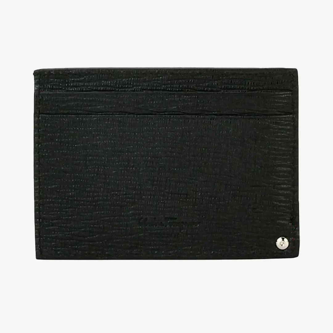 Tarjetero Gancini Negro/Rojo en Cuero - Imagen 3