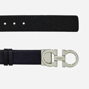 Cinturón Dama Azul/Negro Reversible Cuero