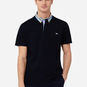 Camisa Polo Hombre Black Stripe Collar H&B