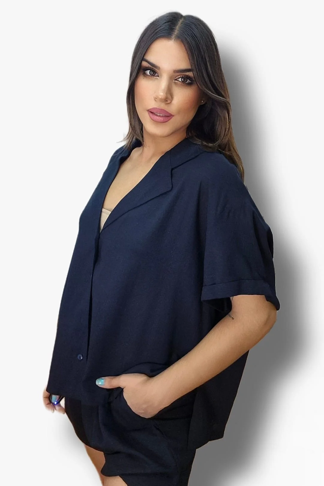Camisa oversize abotonada Azul - Imagen 5