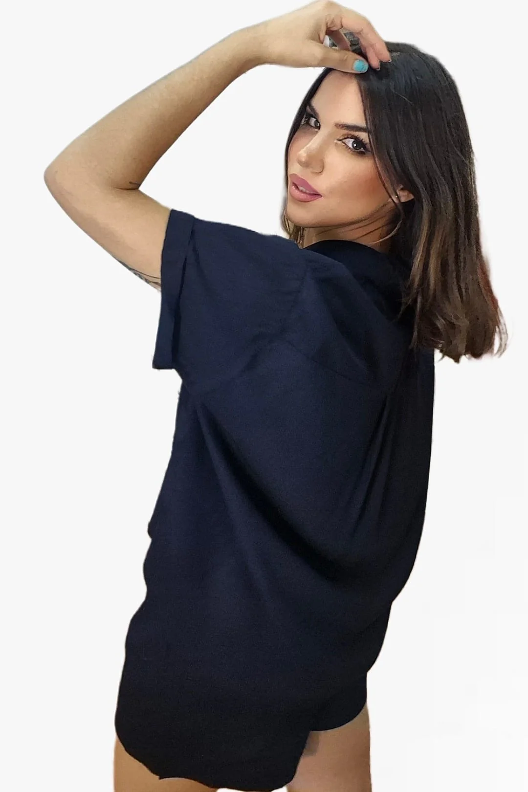 Camisa oversize abotonada Azul - Imagen 3