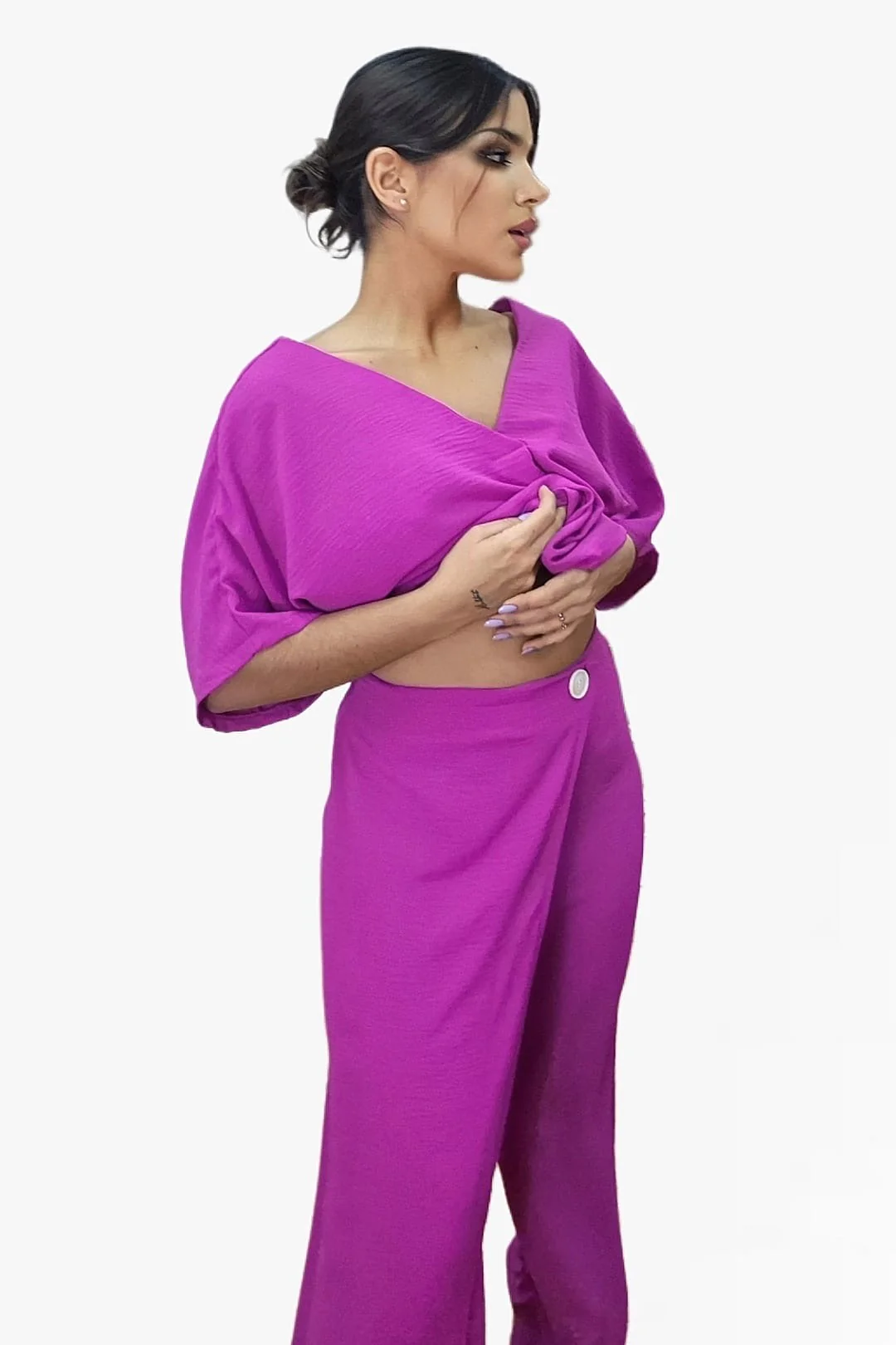 Pantalon Pareo Boton Malva - Imagen 6