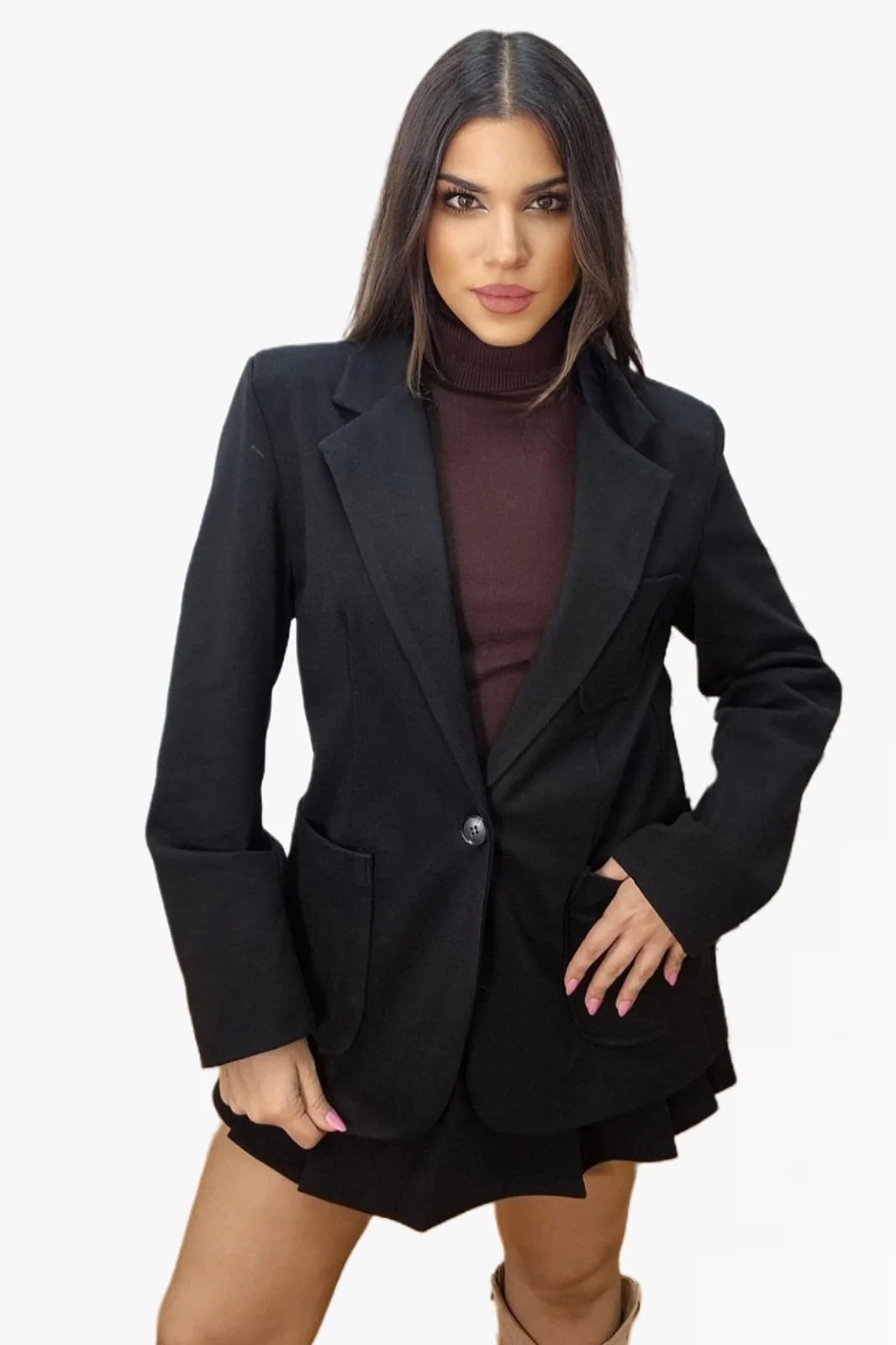 Blazer Oversize Bolsillos Negra - Imagen 6