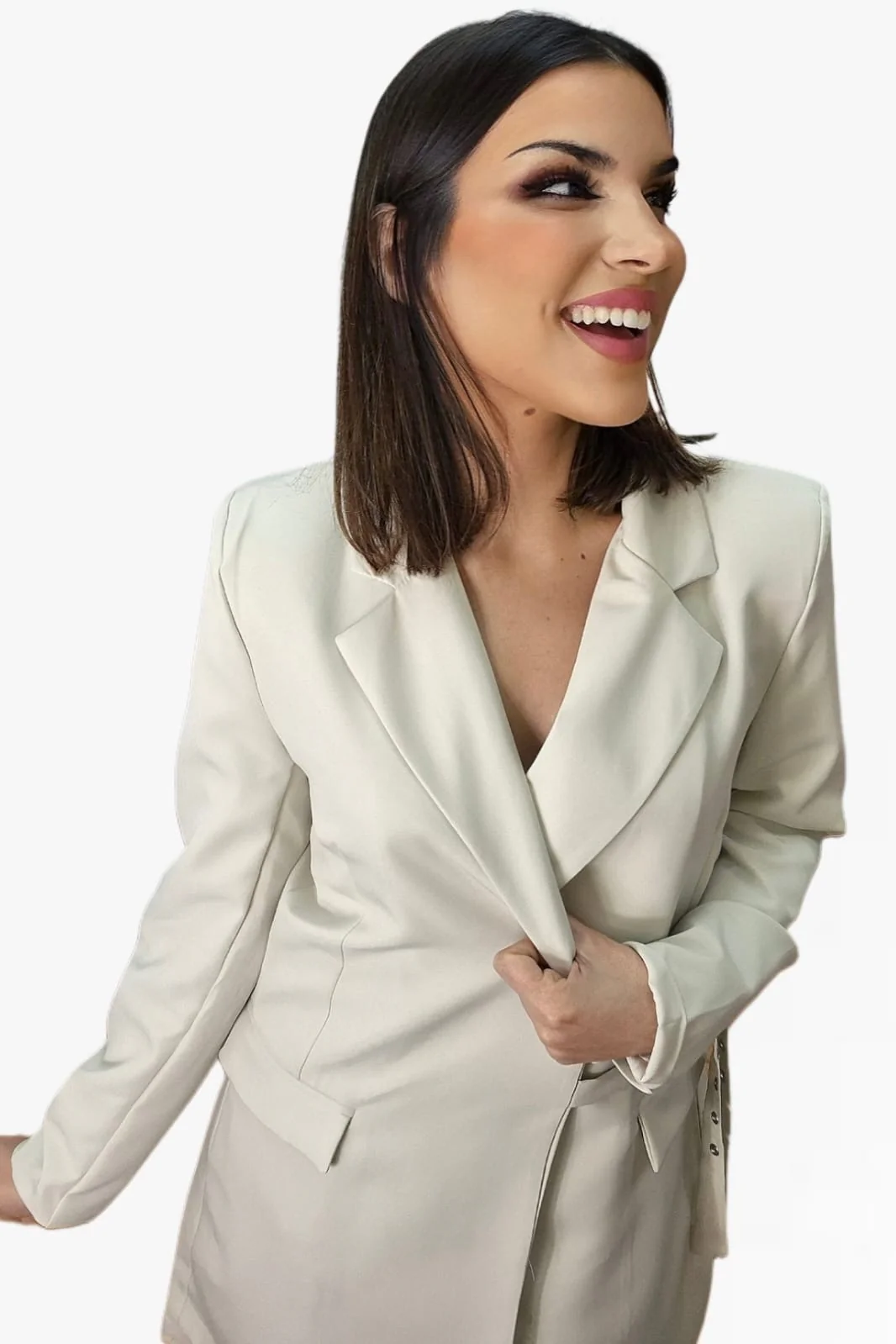 Blazer Cruzada Hebillas Beige