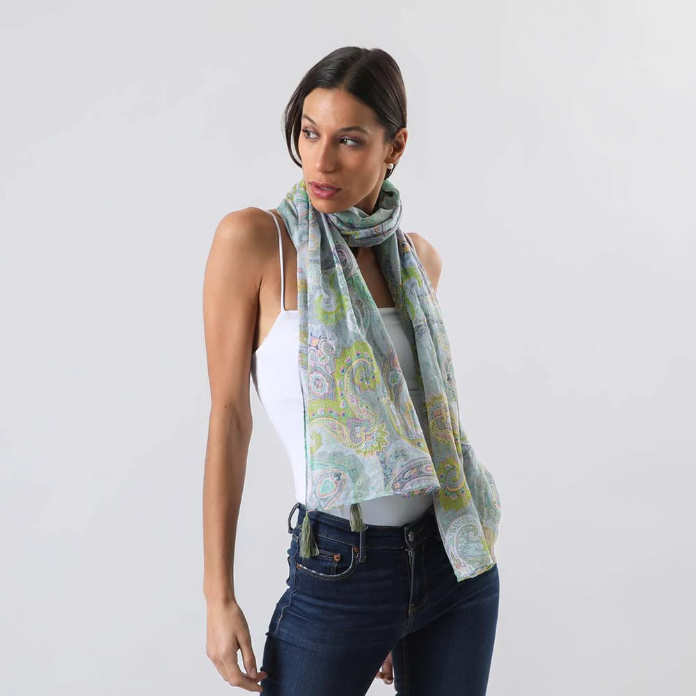 Pañuelo Estampado Bohemio Celeste Humana - Imagen 3