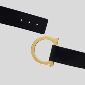 Cinturón Dama Ajustable Gancini Negro S.F.