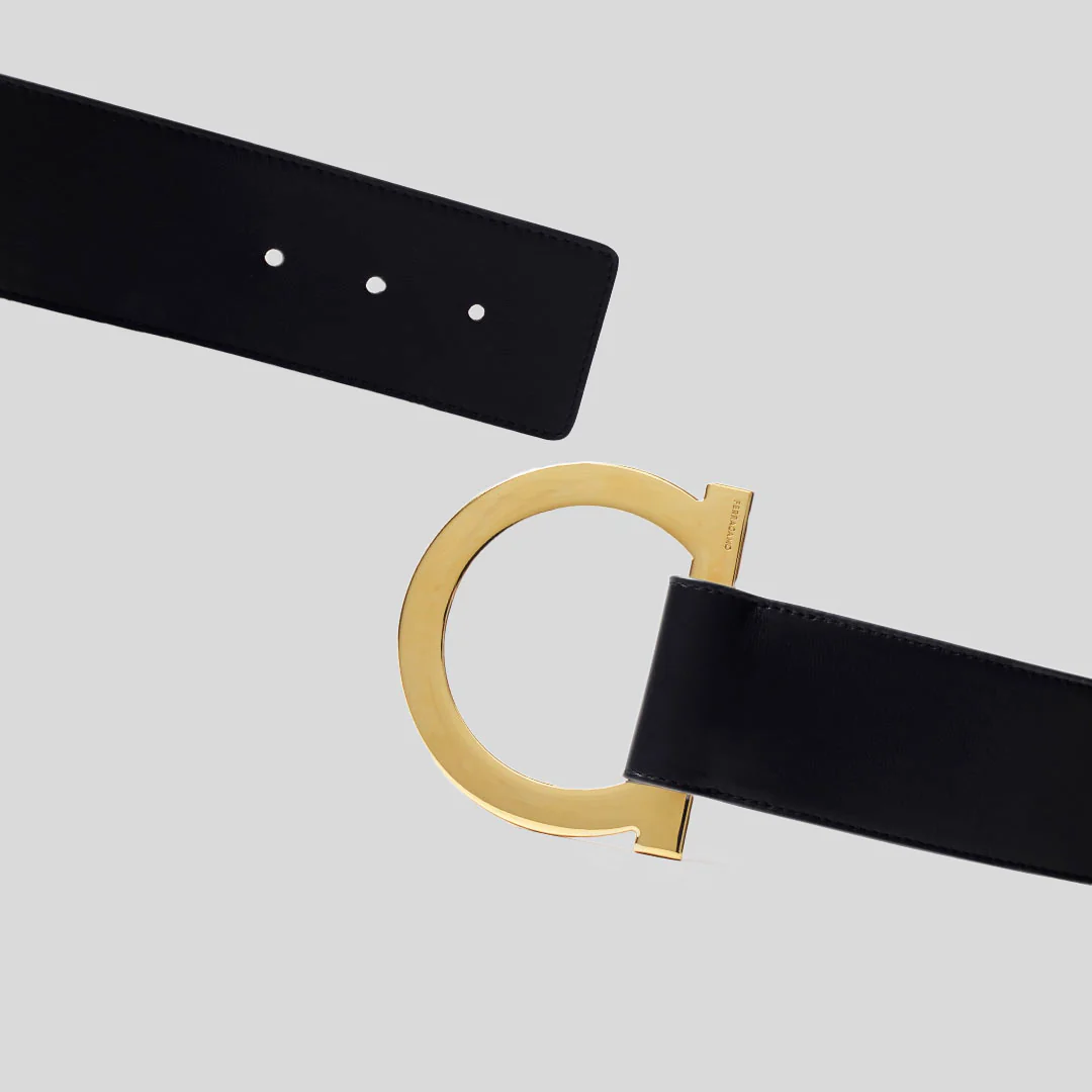 Cinturón Dama Ajustable Gancini Negro S.F.