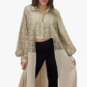 Chaqueta Crochet Gasa Combinada