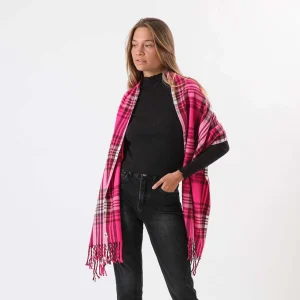 Manta Cuadros Fucsia Humana