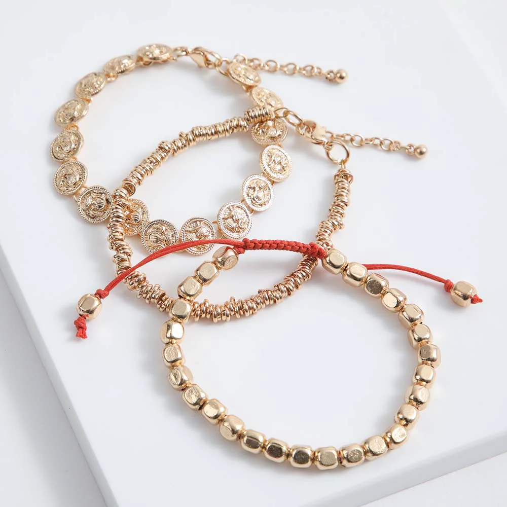 Set Pulseras Almar Doradas Humana