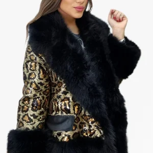 Abrigo Peluche Animal Lent Negro