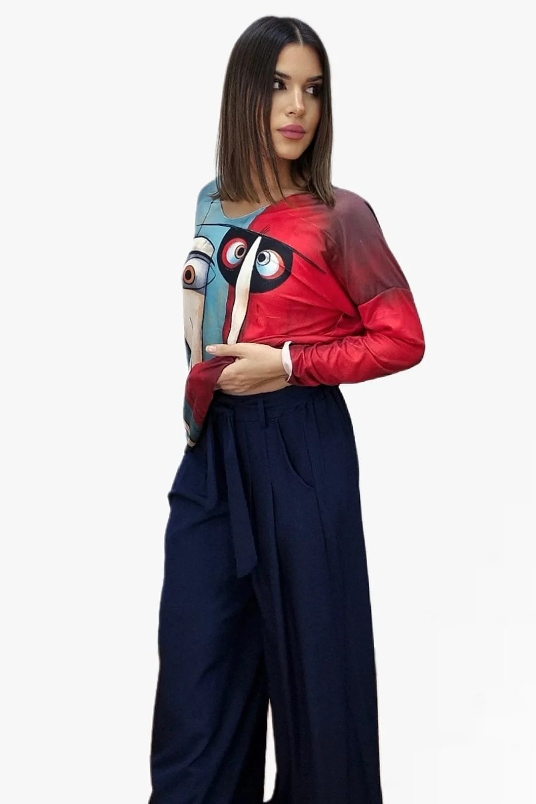 Pantalon cintura elastica Pinzas Azul - Imagen 3