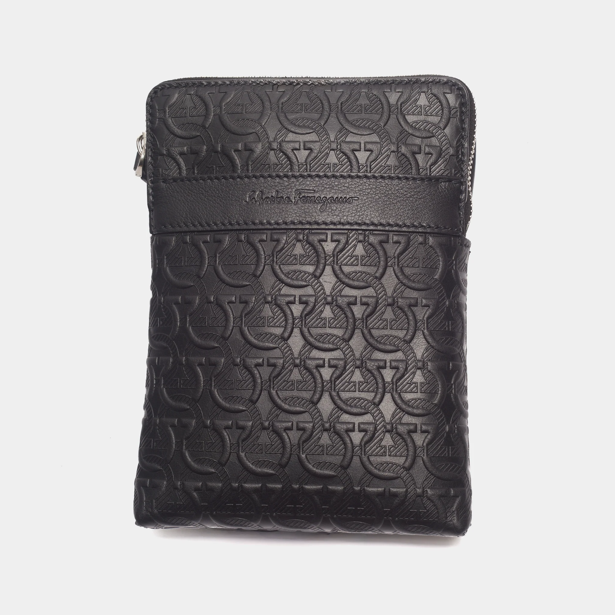 Bolso Messenger Exclusivo Gancini Negro S.F. - Imagen 4