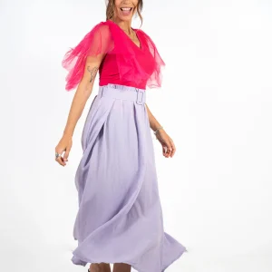 Falda Fluida Cinturon Malva