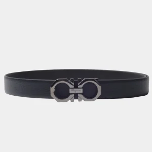 Cinturon Gancini Reversible Azul Oscuro/Negro S.F.