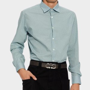 Camisa Hombre Azul Estampado Gancini S.F.