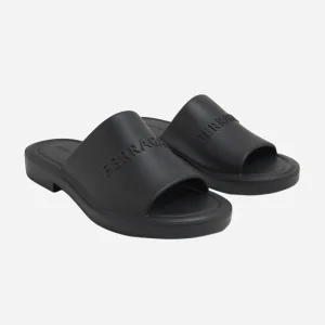 Sandalias Hombre Negras Logo S.F.